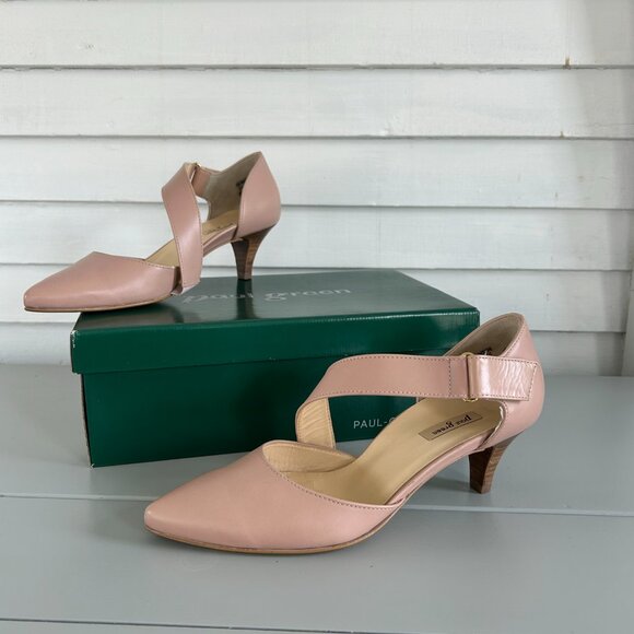 Paul Green Womens Blush Leather Pointed Toe Nicki Asymmetrical Pump Size 4 1/2 - Picture 1 of 16